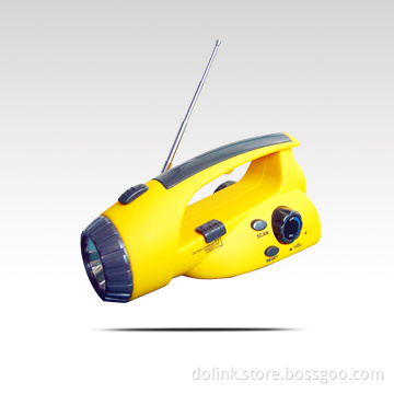 Crank Dynamo Led Flashlights with FM Radio and Mobile Phone Charger